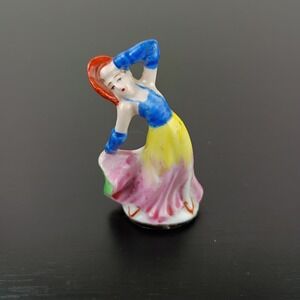 Vintage Miniature Porcelain Dancer Figurine Multi-Color made in Japan